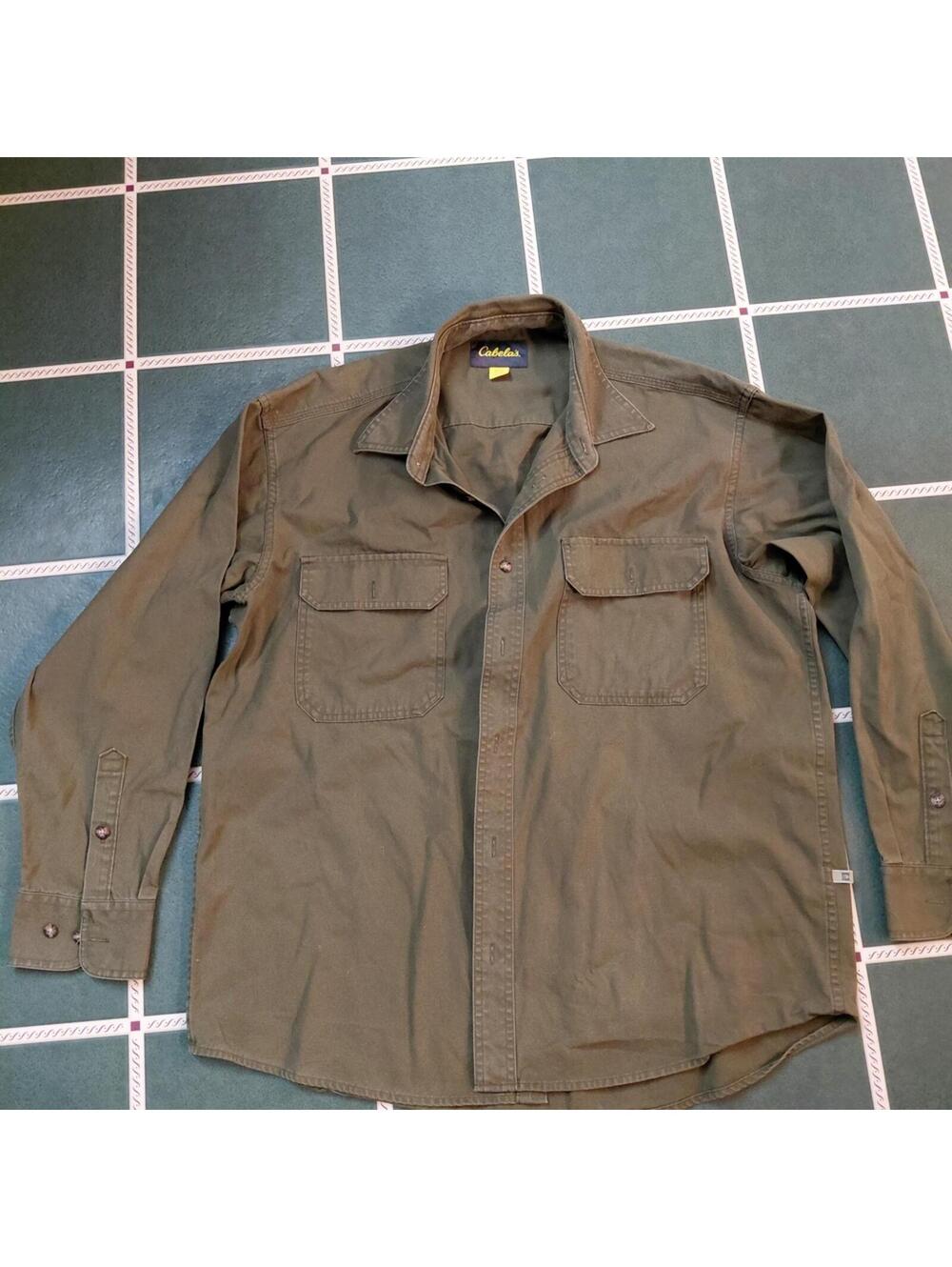 Cabela's Olive Green Military Field Shirt Jacket